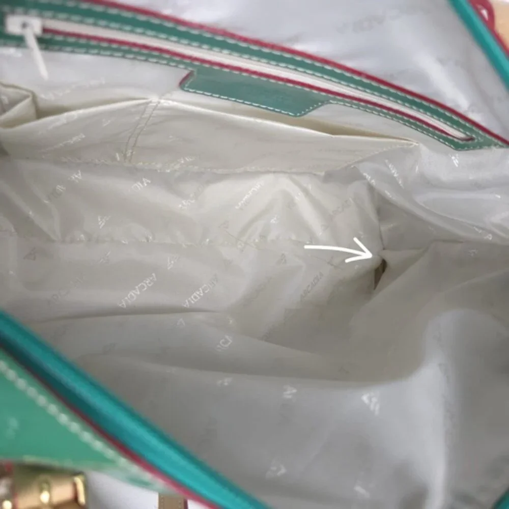 ARCADIA Made in‎ Italy 🇮🇹 Bugatti GENUINE PATENT LEATHER Double Handle Purse